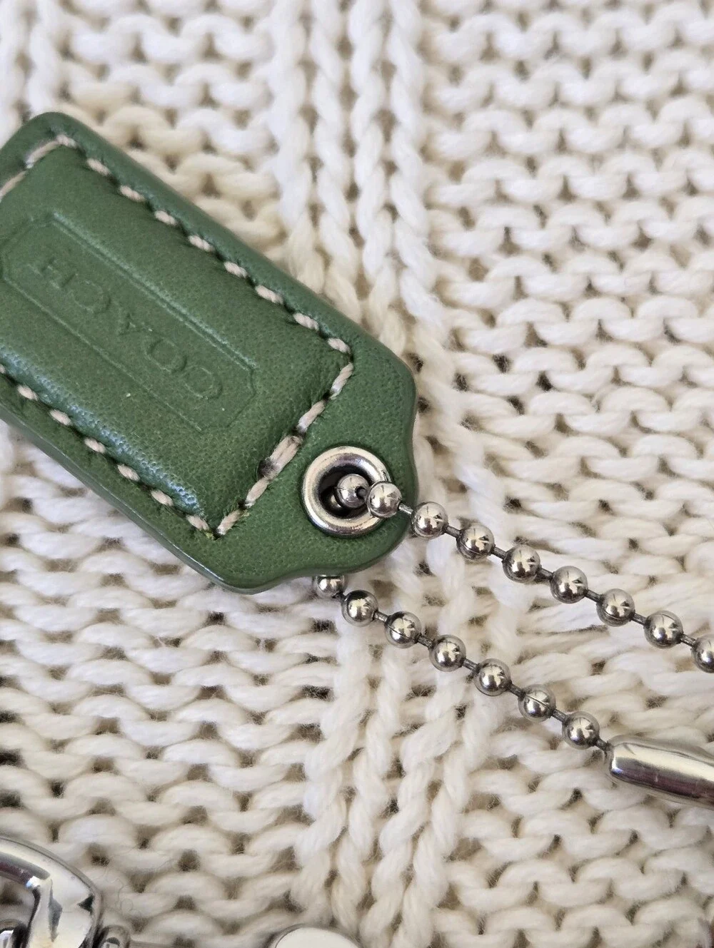 Coach Chelsea Heritage Stripe Cream Multicolor Logo Wristlet Green & Blue Stripe